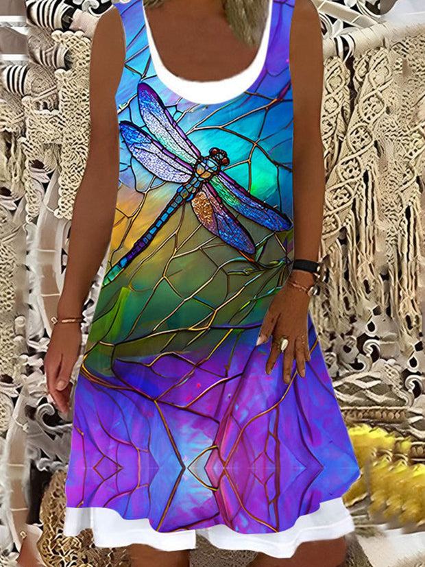 Women's Dragonfly Print Pocket Dress