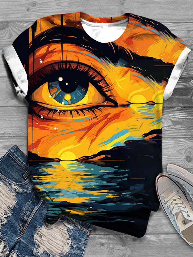 Abstract Eye Art Print Crew Neck T-Shirt